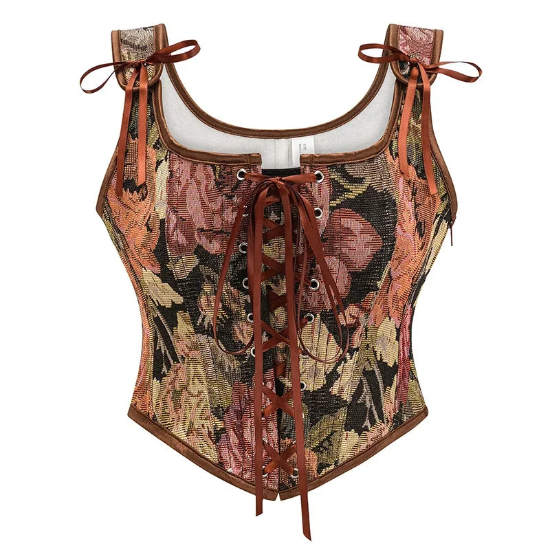 빈티지 고딕 여성 코르셋 레이스 업 지퍼 꽃 프린트 코 - Corset Waist Cinch 리뷰 및 가격