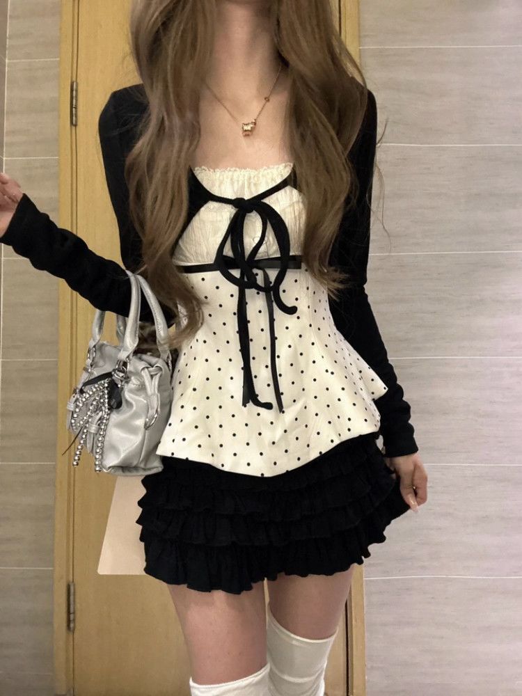 한국 패션 폴카 도트 레이스 나비넥타이 3종 세트 여성 - Cami Top Lace 리뷰 및 가격