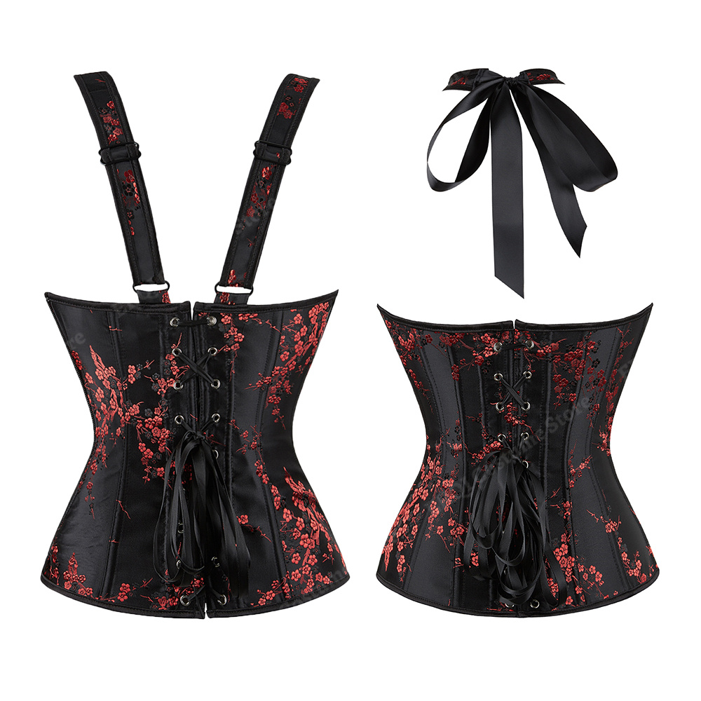 코르셋 여성 꽃 자카드 코르셋 Bustiers 블랙 고 - Corset Waist Cinch 리뷰 및 가격