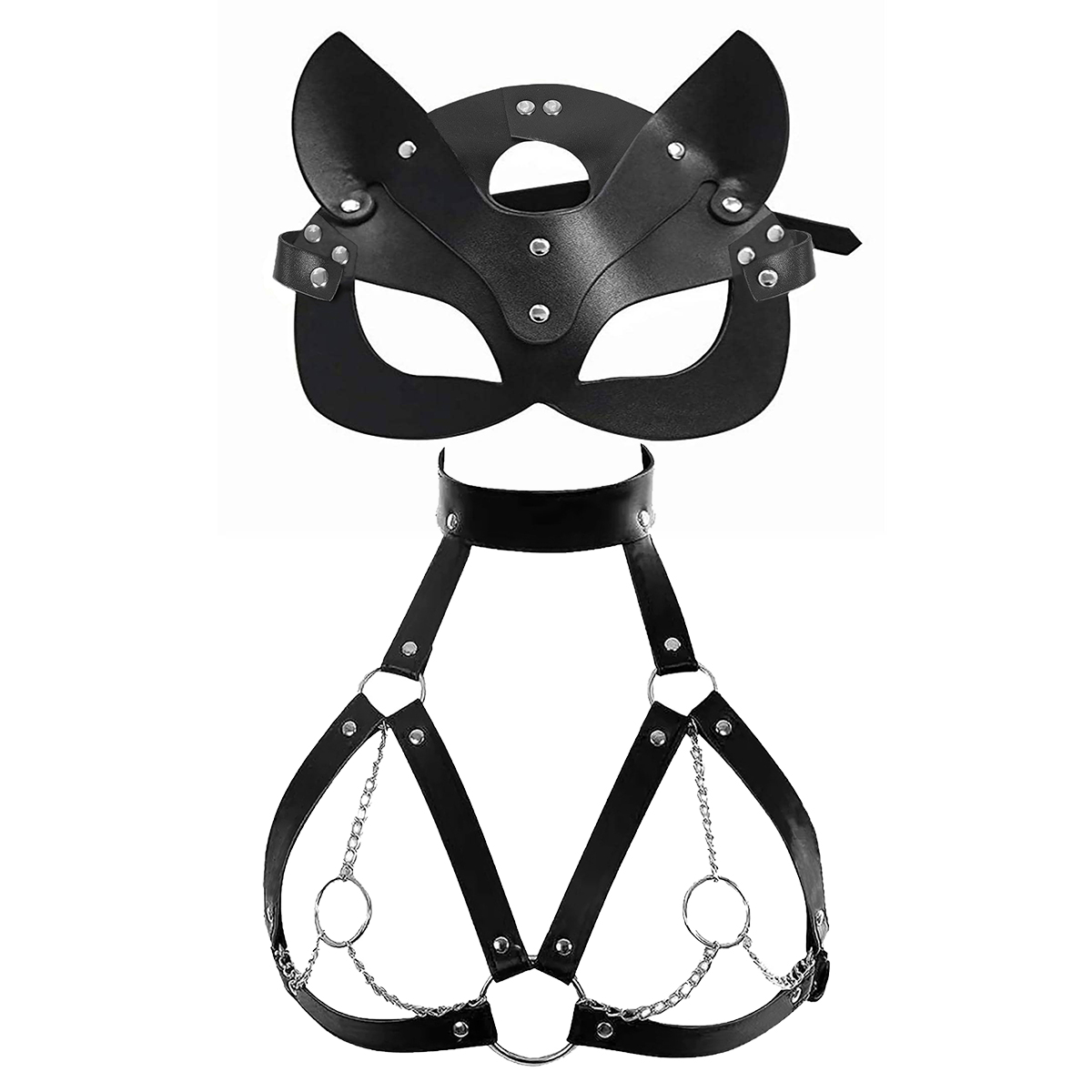 여성 섹시 마스크 눈가리개 코스프레 PU 가죽 조절 가 - Garter Belt Set 리뷰 및 가격